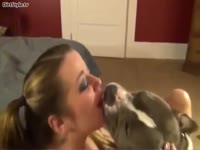 Pet porn with dog and slut kissing passionately